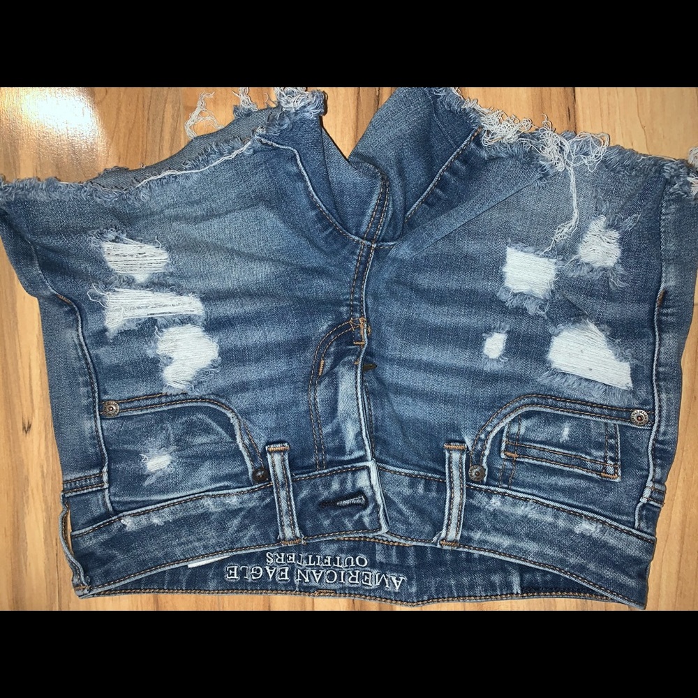 American eagle super stretch ripped jean shorts